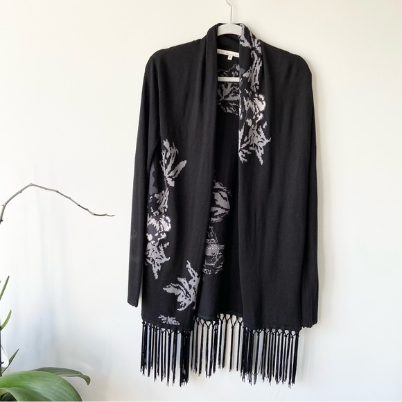 Rachel Roy Boho  Tassel Animal Pattern Lightweight Cardigan - Picture 4 of 16